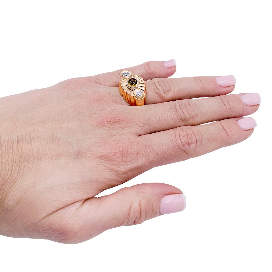Bague en or rose, citrine et diamants - Castafiore