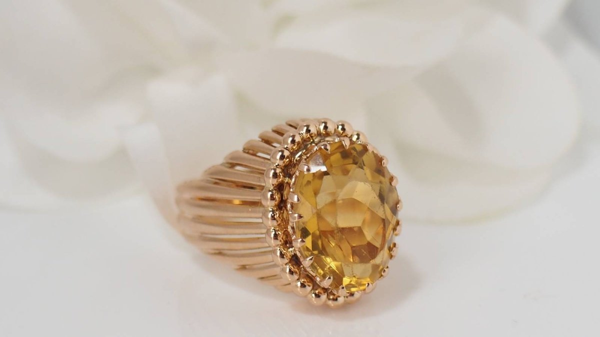 Bague en or rose et citrine - Castafiore