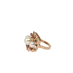 Bague en or rose Perles et Tourmalines - Castafiore