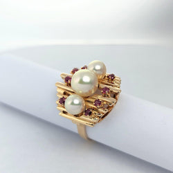 Bague en or rose Perles et Tourmalines - Castafiore