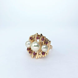 Bague en or rose Perles et Tourmalines - Castafiore