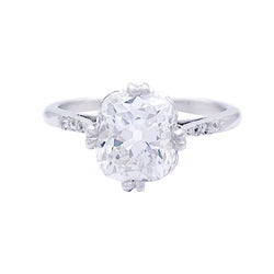 Bague en platine, diamant taille ancienne. - Castafiore