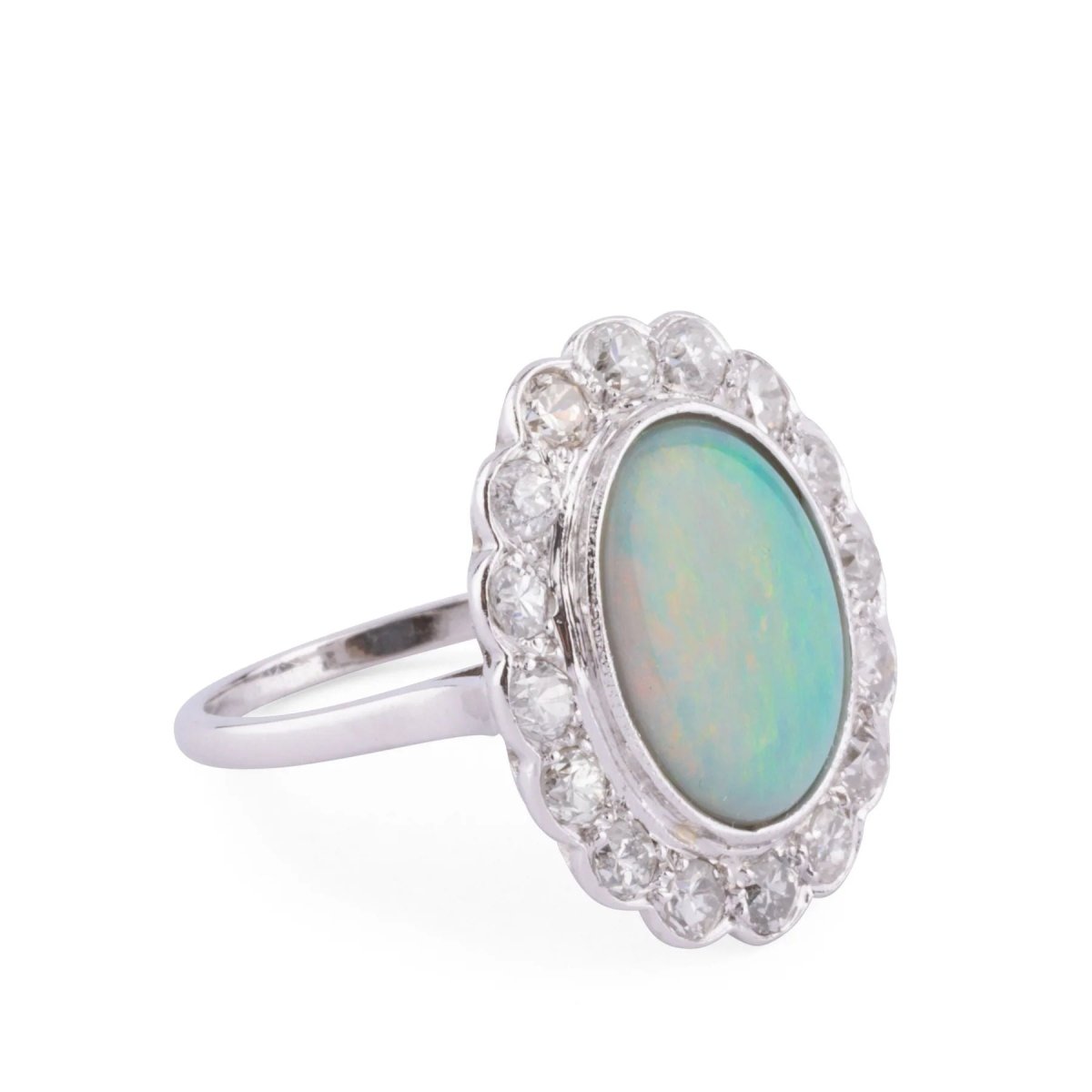 Bague en platine diamants et opale - Castafiore
