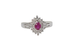 Bague en platine, rubis et diamants - Castafiore