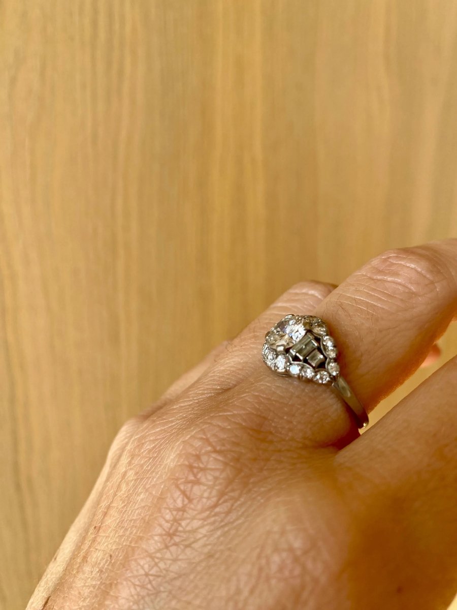 Bague en platine Trombino à diamant certifié Bulgari, CA. 1950s - Castafiore