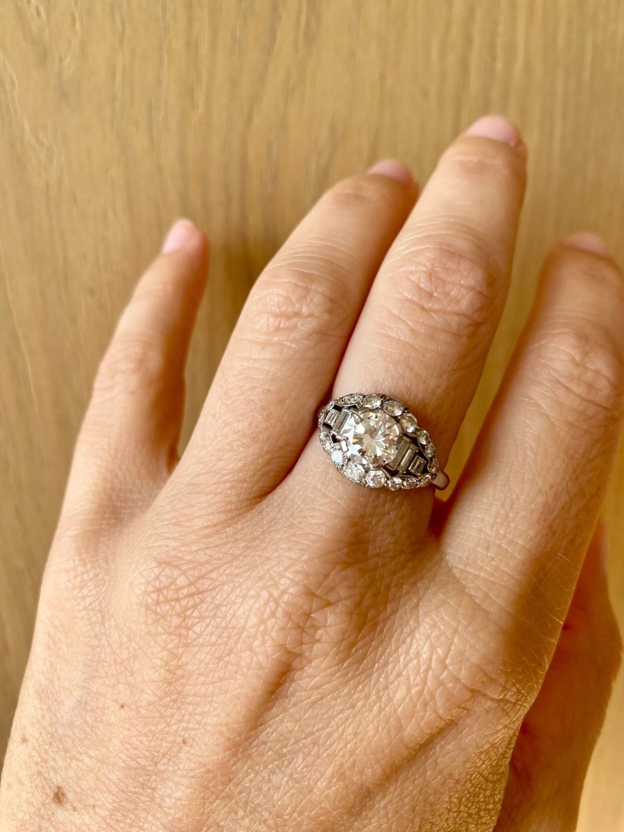 Bague en platine Trombino à diamant certifié Bulgari, CA. 1950s - Castafiore