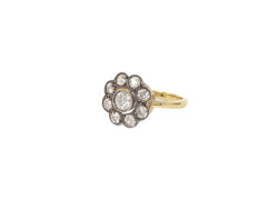 Bague Entourage en or jaune, platine et diamants - Castafiore
