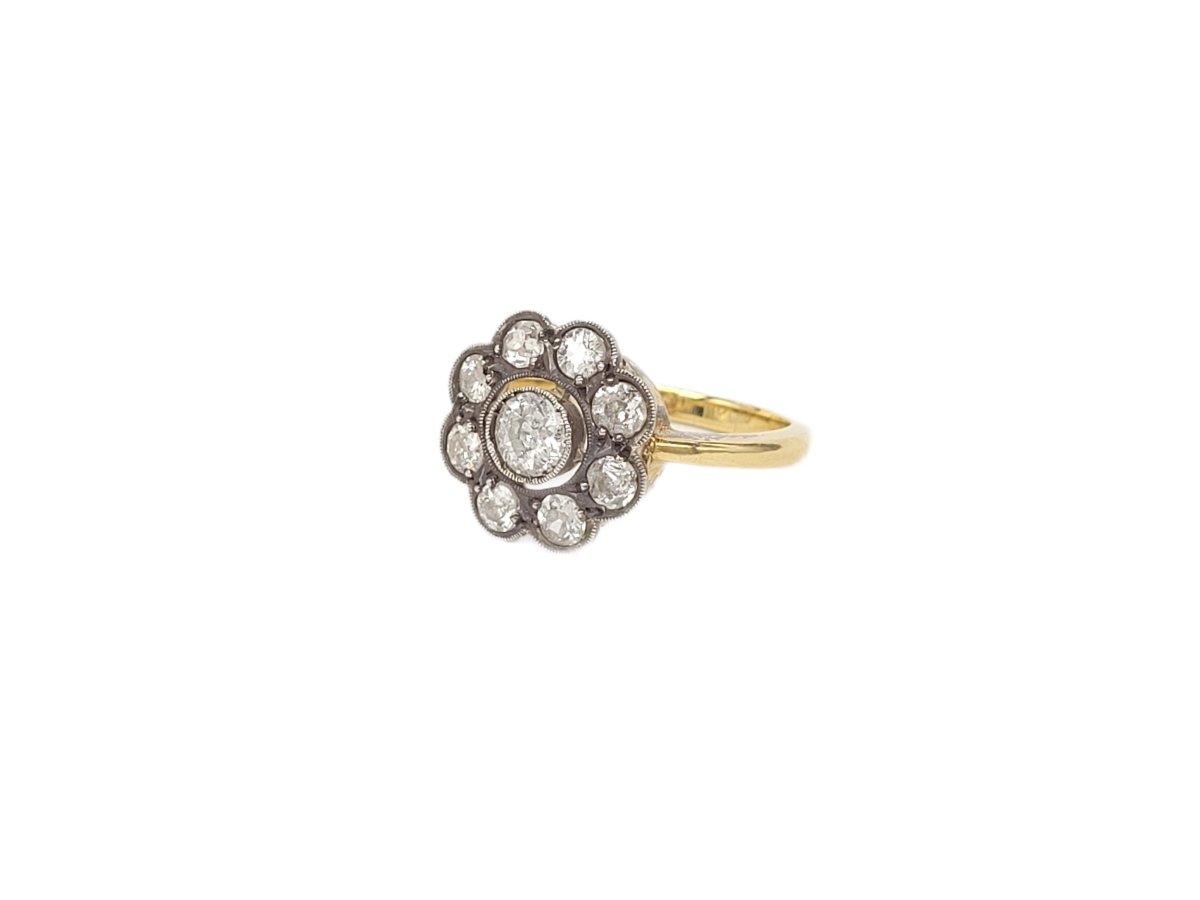 Bague Entourage en or jaune, platine et diamants - Castafiore