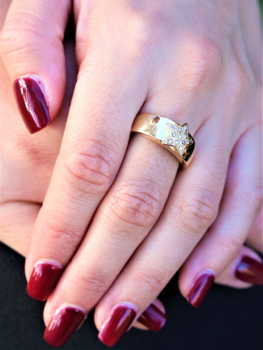 Bague Etoile Or jaune Diamant - Castafiore