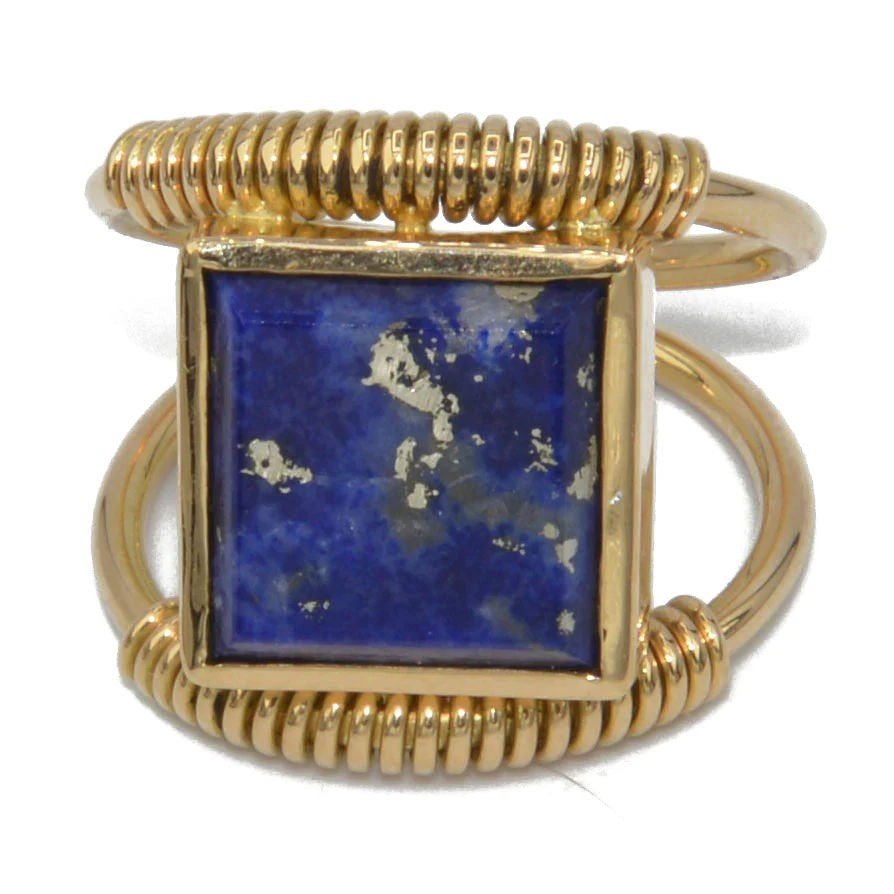 Bague étrusque en or et lapis - Castafiore