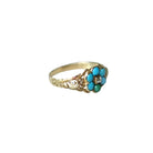 Bague fleur ancienne turquoises et diamant - Castafiore