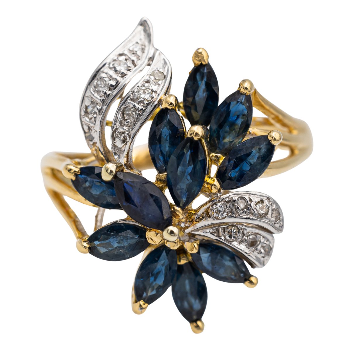 Bague Fleur en or jaune et saphir - Castafiore