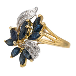 Bague Fleur en or jaune et saphir - Castafiore