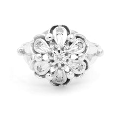 Bague Fleur Or blanc Diamant - Castafiore