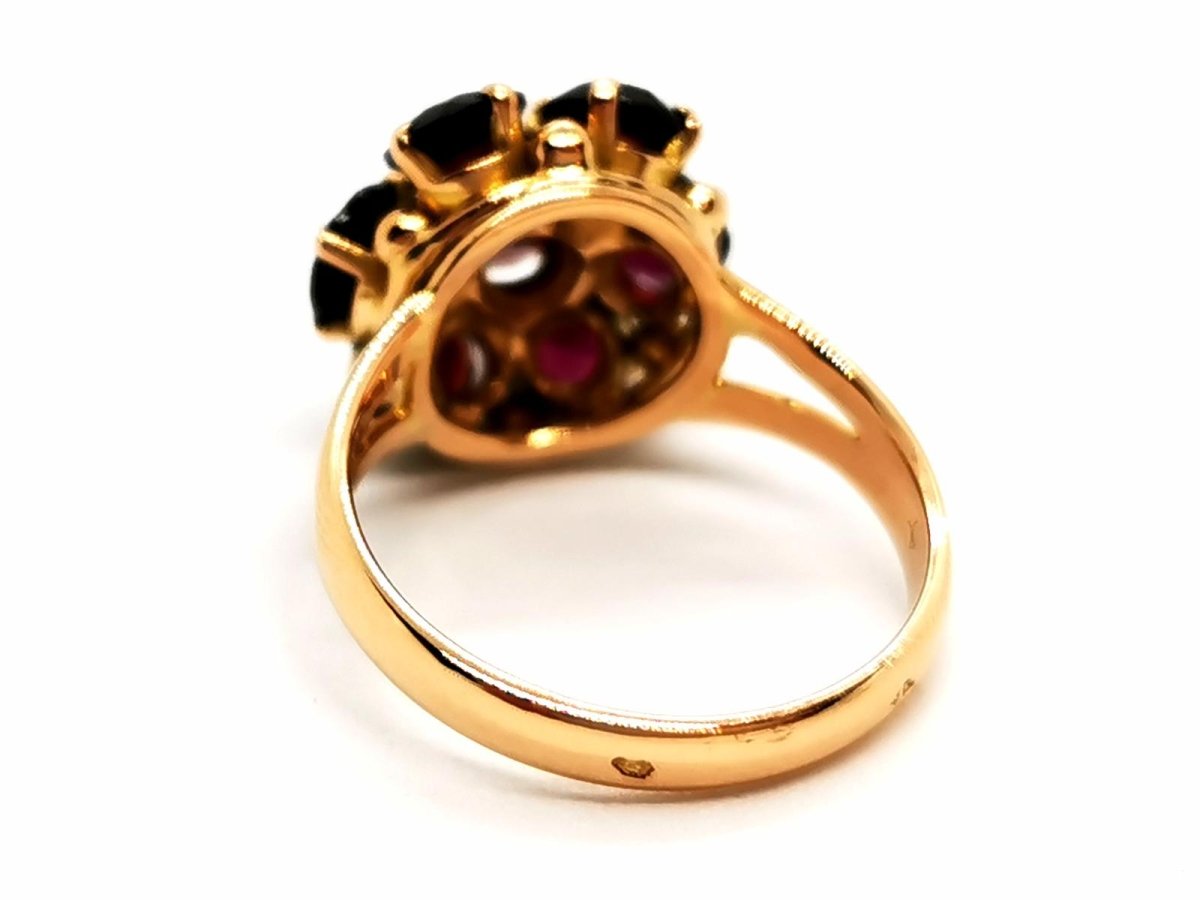 Bague Fleur Or jaune Grenat - Castafiore