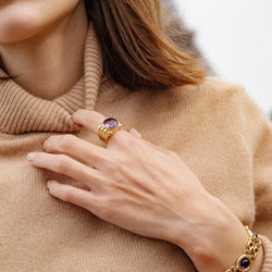 Bague FRED en or jaune et améthyste - Castafiore