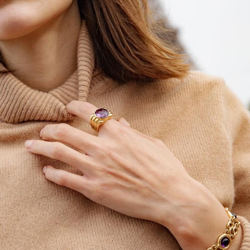 Bague FRED en or jaune et améthyste - Castafiore