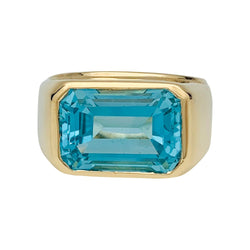 Bague Fred or jaune et topaze bleue. - Castafiore
