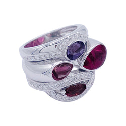 Bague Fred, "Princess K", or blanc, pierres de couleurs - Castafiore