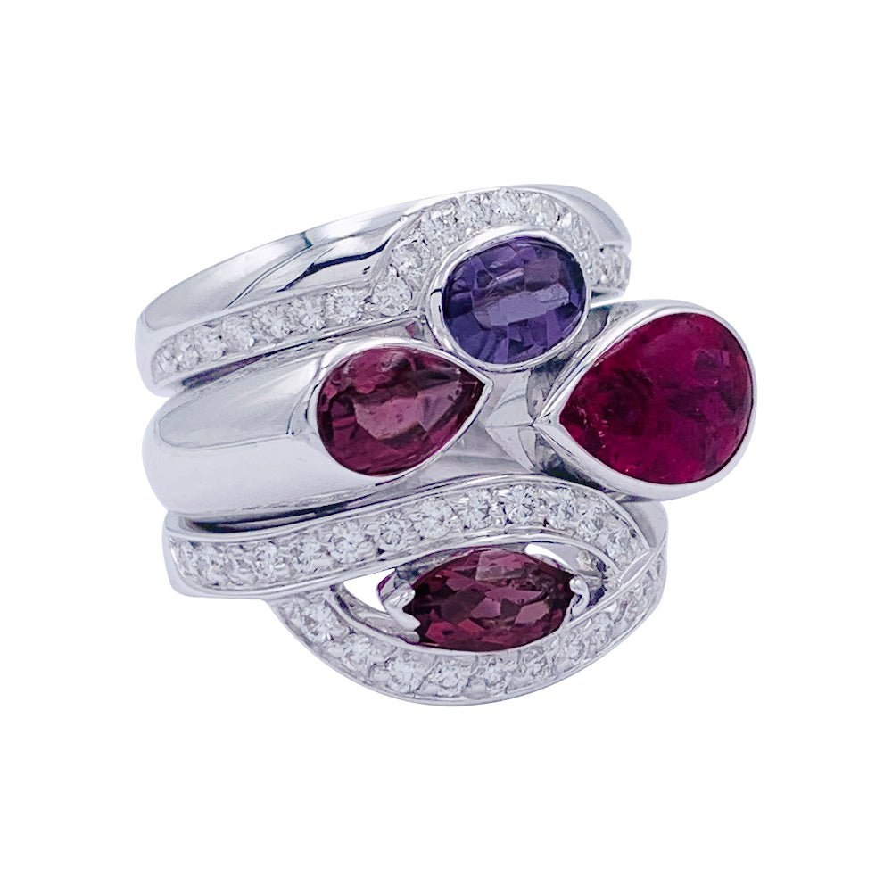 Bague Fred, "Princess K", or blanc, pierres de couleurs - Castafiore