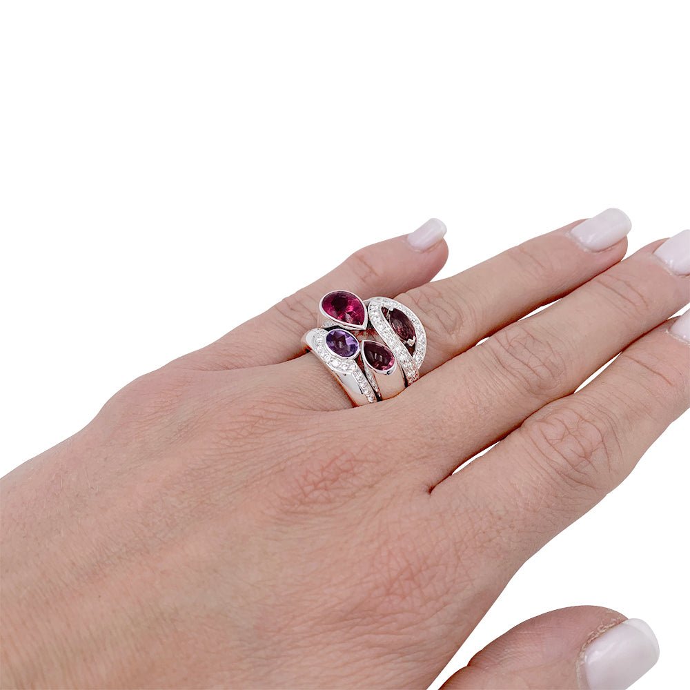 Bague Fred, "Princess K", or blanc, pierres de couleurs - Castafiore