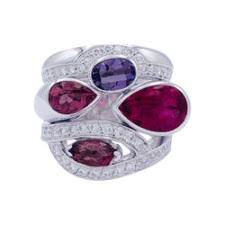 Bague Fred, "Princess K", or blanc, pierres de couleurs - Castafiore