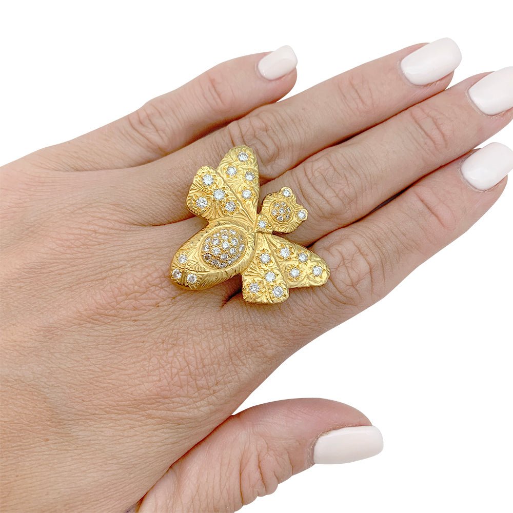 Bague GARNAZELLE "Papillon" en or jaune, diamants - Castafiore