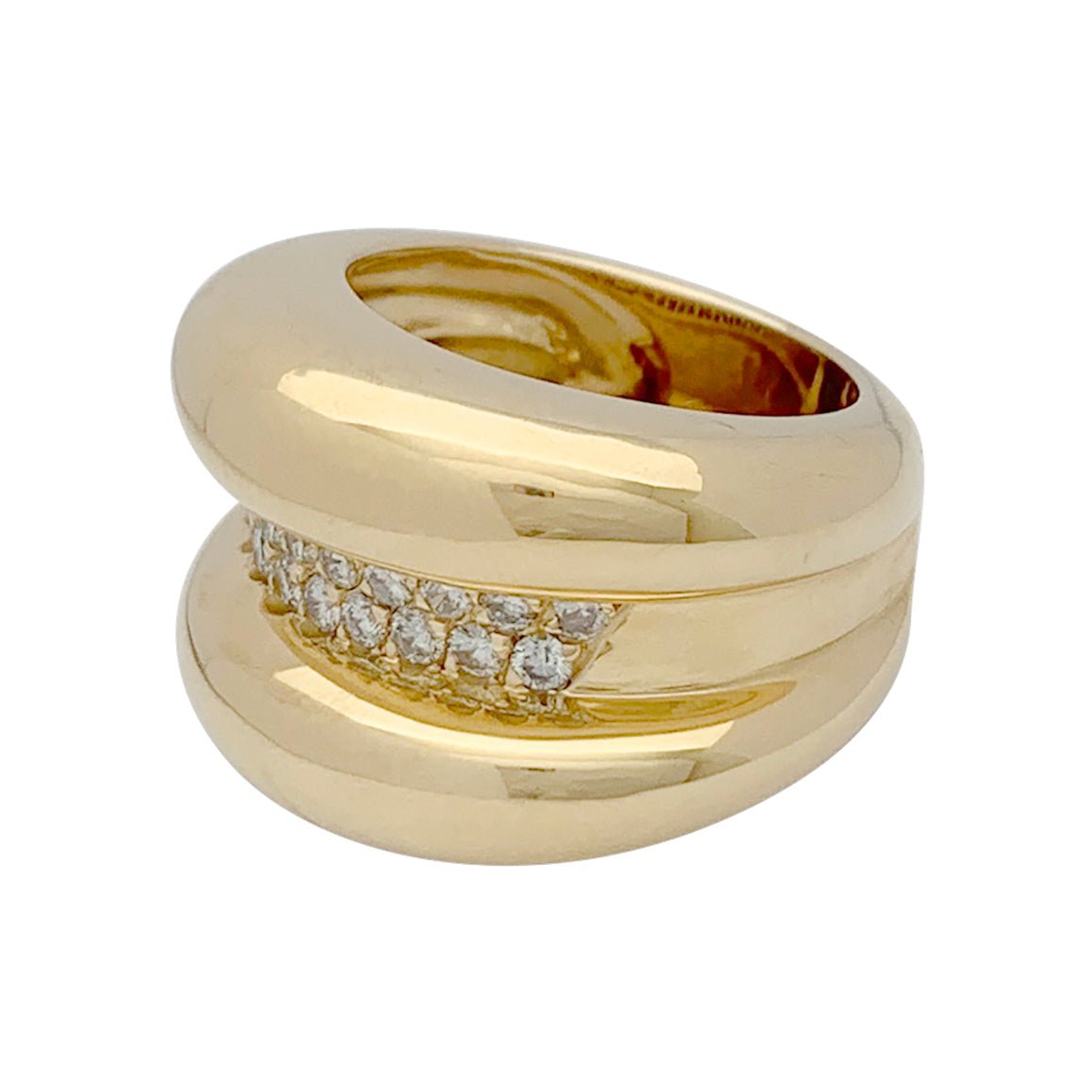 Bague godron or jaune, diamants - Castafiore