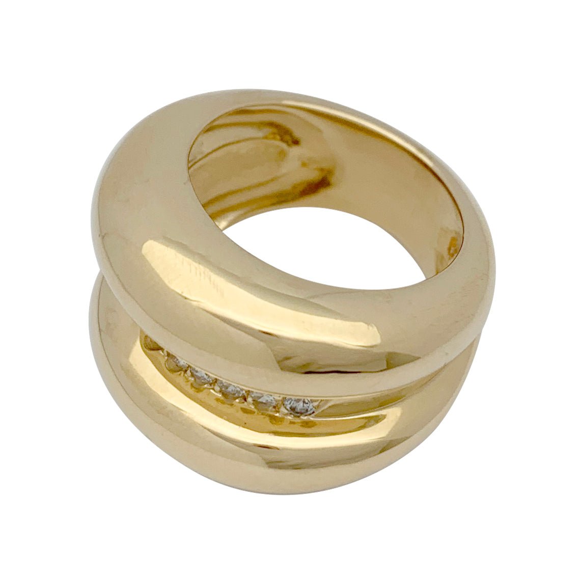 Bague godron or jaune, diamants - Castafiore