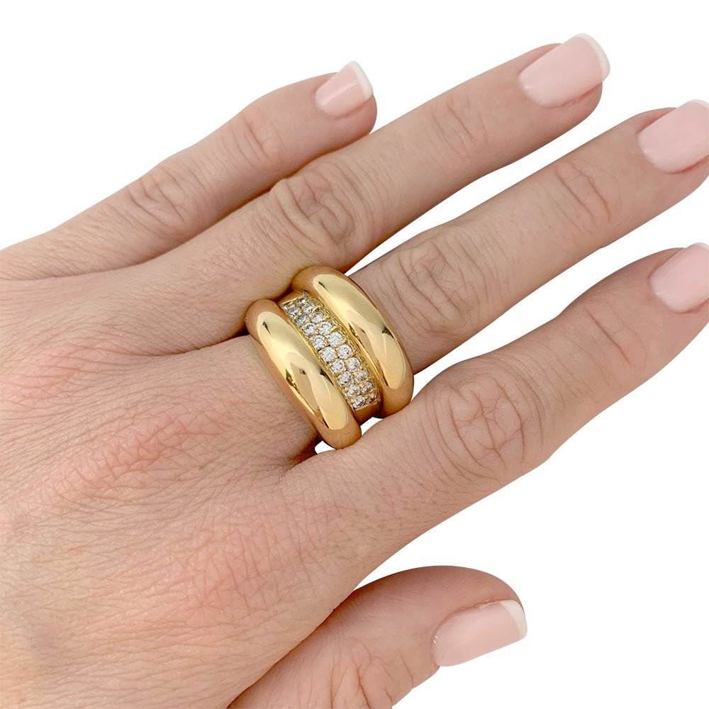 Bague godron or jaune, diamants - Castafiore