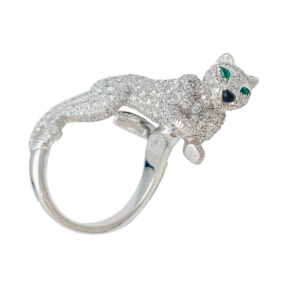 Bague Haute Joaillerie , "Panthère " CARTIER, or blanc, diamants - Castafiore