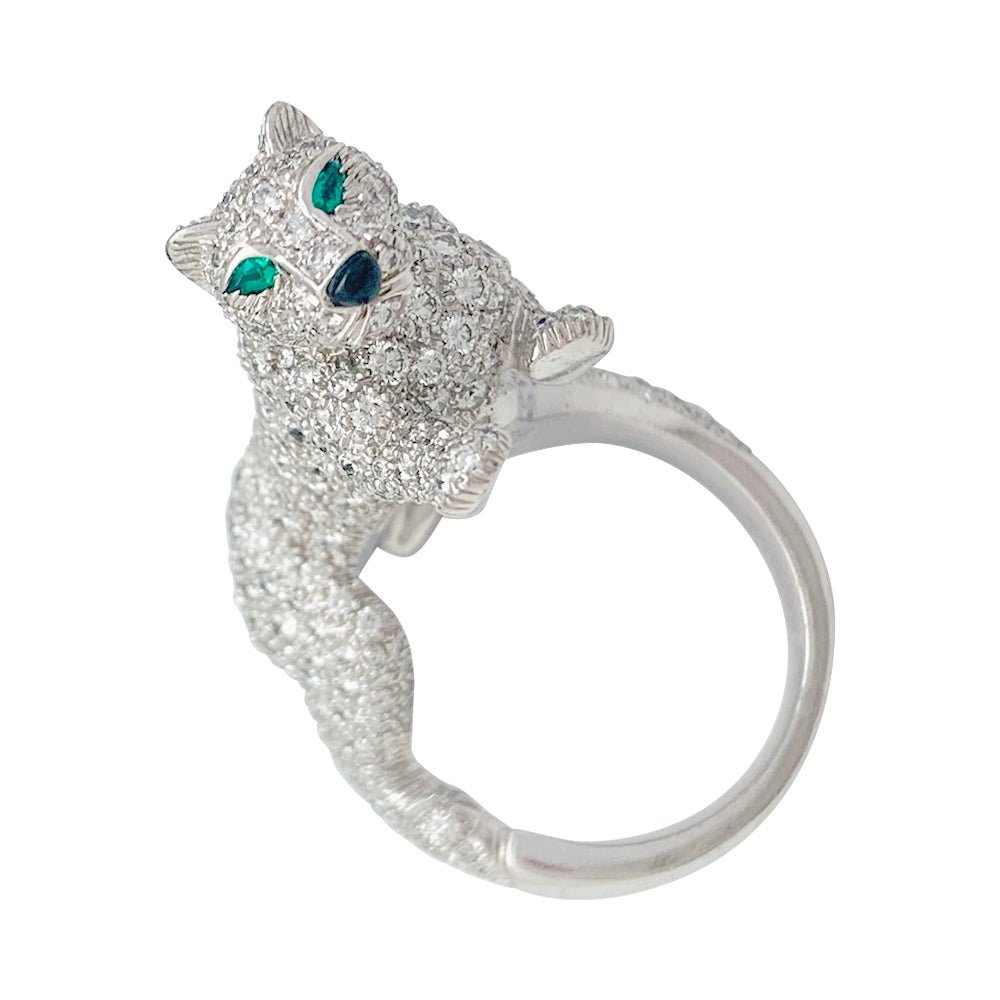 Bague Haute Joaillerie , "Panthère " CARTIER, or blanc, diamants - Castafiore