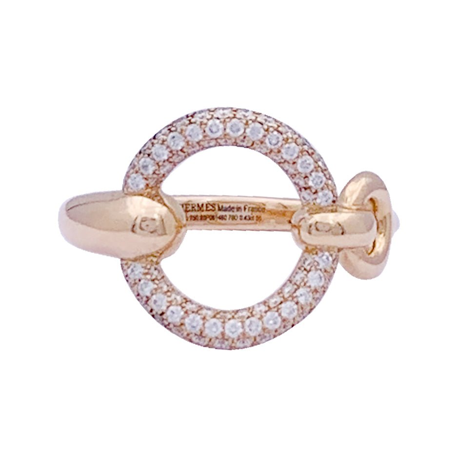 Bague Hermès "Filet d'or", or rose, diamants. - Castafiore