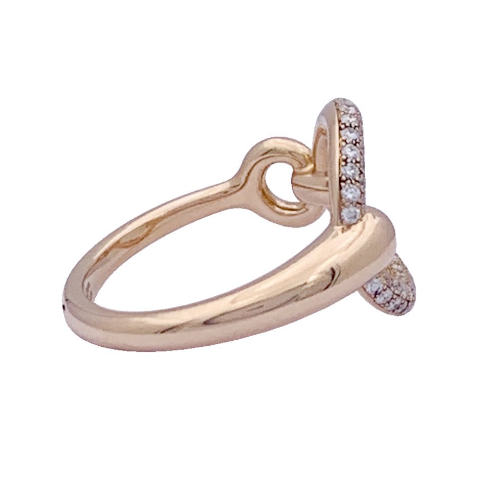 Bague Hermès "Filet d'or", or rose, diamants. - Castafiore