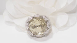 Bague importante or blanc diamants et citrine - Castafiore