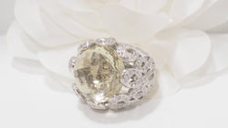 Bague importante or blanc diamants et citrine - Castafiore