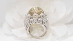 Bague importante or blanc diamants et citrine - Castafiore