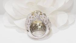 Bague importante or blanc diamants et citrine - Castafiore
