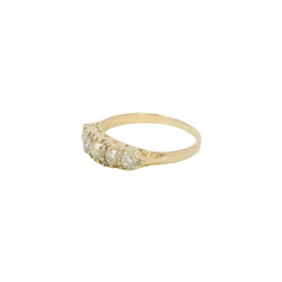 Bague jarretière en or et diamants taille ancienne - Castafiore