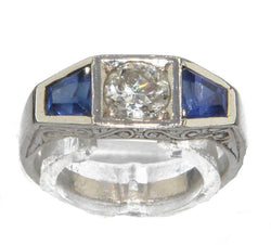 Bague jarretière en or gris diamant et saphirs - Castafiore