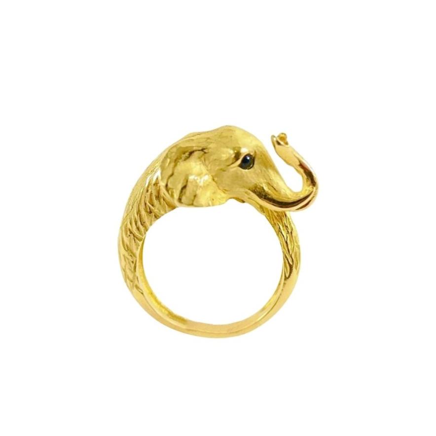 Bague JEAN ET PIERRE BELLIN Éléphant en or jaune et onyx - Castafiore