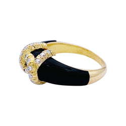 Bague Jonc CARTIER "Double C" en or jaune, onyx et diamants - Castafiore