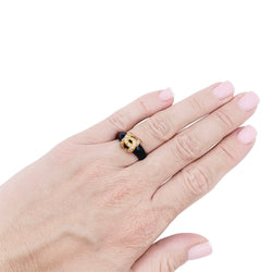 Bague Jonc CARTIER "Double C" en or jaune, onyx et diamants - Castafiore