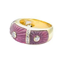 Bague Jonc CARTIER en or jaune, tourmalines et diamants - Castafiore