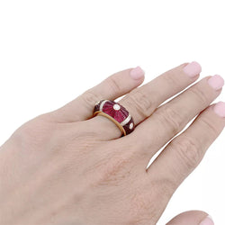 Bague Jonc CARTIER en or jaune, tourmalines et diamants - Castafiore