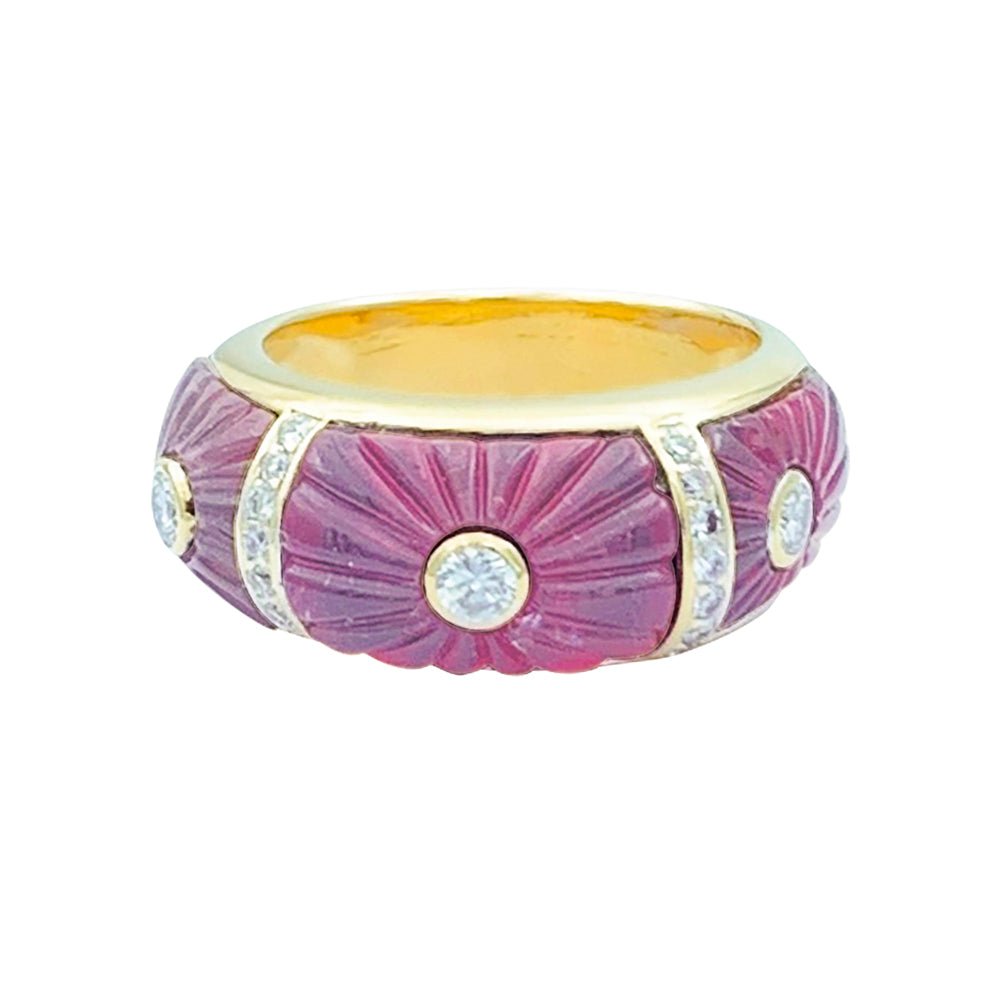 Bague Jonc CARTIER en or jaune, tourmalines et diamants - Castafiore