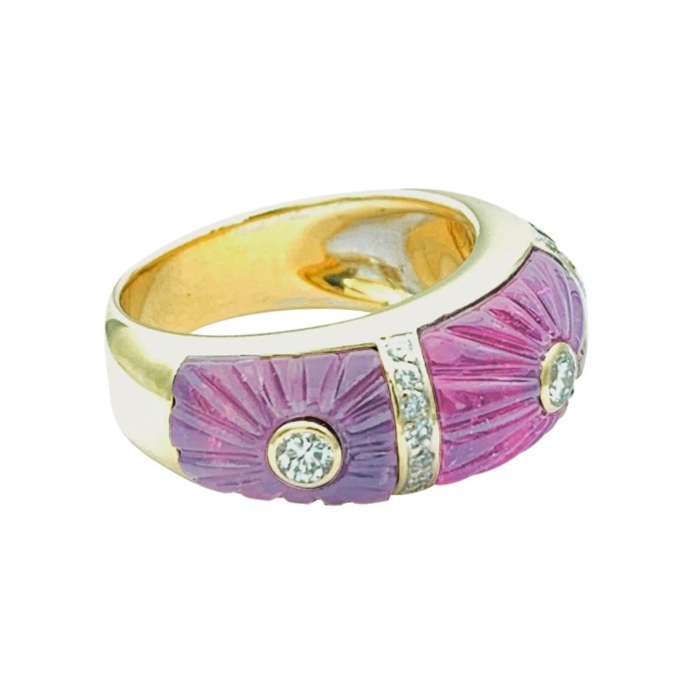 Bague Jonc CARTIER en or jaune, tourmalines et diamants - Castafiore