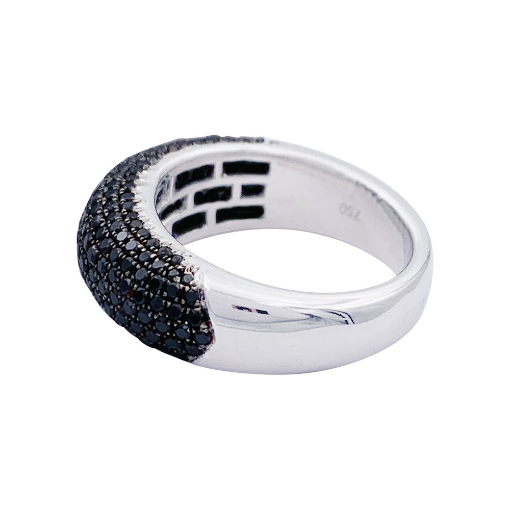 Bague Jonc en or blanc et diamants noirs - Castafiore