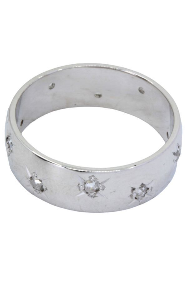 Bague Jonc En Or Blanc Et En Diamants - Castafiore
