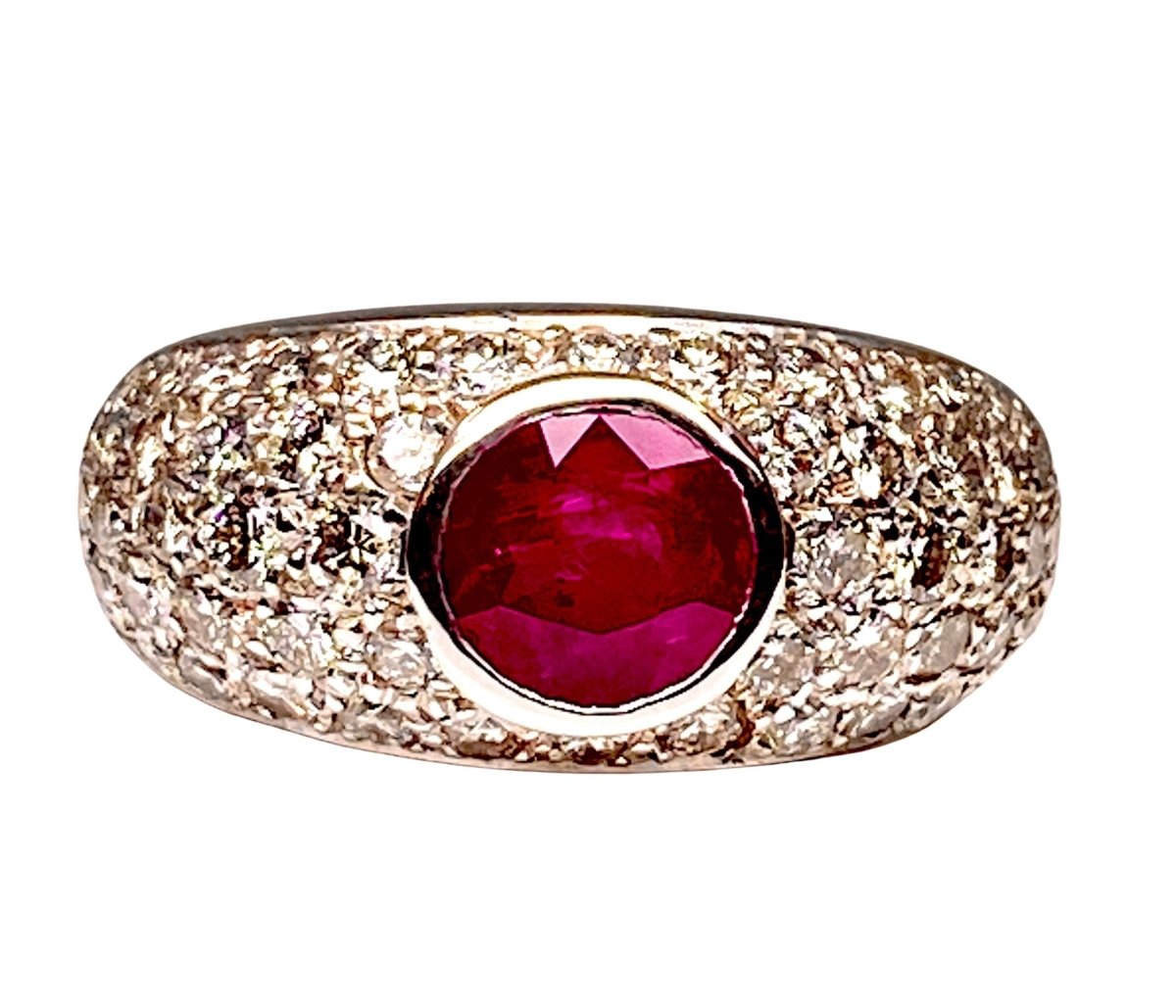 Bague Jonc en or blanc rubis et diamants - Castafiore